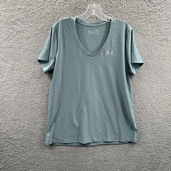 Under Armour Mens‎ T-Shirt Extra Large Blue Gray Heatgear Pullover Short Sleeve - Picture 1 of 9